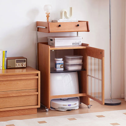 Contemporary Creative Robot-Shaped Cherry Wood Solid Wood Multi-Layer Board Movable Large Capacity Storage Cabinet 4-Tier For Living Room