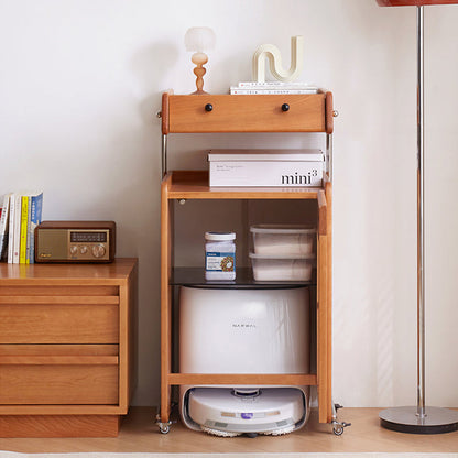 Contemporary Creative Robot-Shaped Cherry Wood Solid Wood Multi-Layer Board Movable Large Capacity Storage Cabinet 4-Tier For Living Room