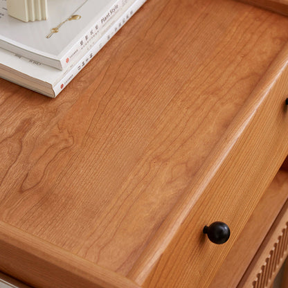 Contemporary Creative Robot-Shaped Cherry Wood Solid Wood Multi-Layer Board Movable Large Capacity Storage Cabinet 4-Tier For Living Room
