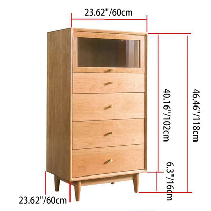 Modern Minimalist Trapezoid Pine Wood Multi-Layer Wood Large Capacity Sideboard 4-Drawer For Dining Room