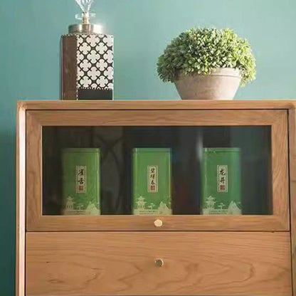 Modern Minimalist Trapezoid Pine Wood Multi-Layer Wood Large Capacity Sideboard 4-Drawer For Dining Room