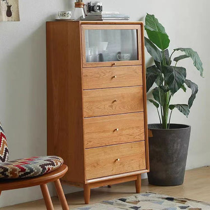 Modern Minimalist Trapezoid Pine Wood Multi-Layer Wood Large Capacity Sideboard 4-Drawer For Dining Room