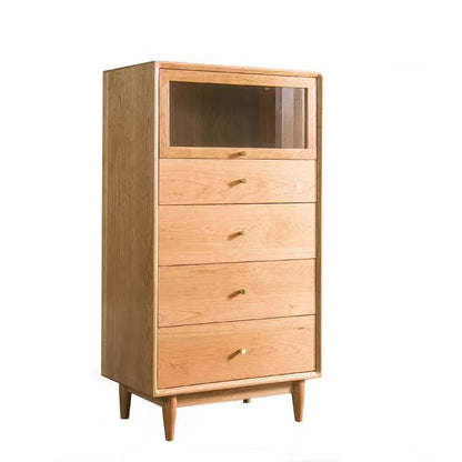 Modern Minimalist Trapezoid Pine Wood Multi-Layer Wood Large Capacity Sideboard 4-Drawer For Dining Room