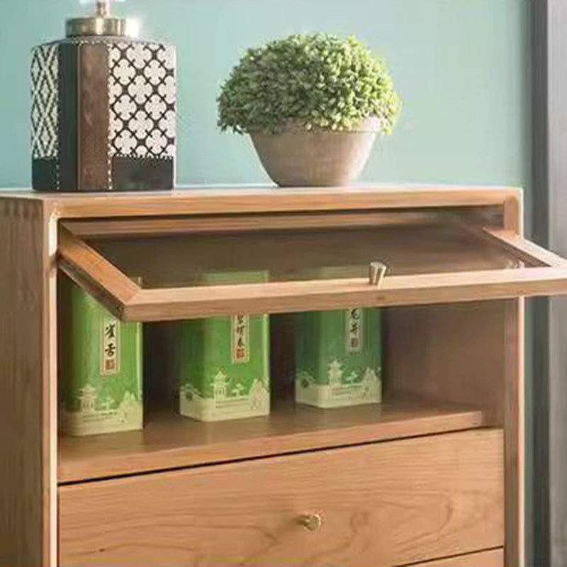 Modern Minimalist Trapezoid Pine Wood Multi-Layer Wood Large Capacity Sideboard 4-Drawer For Dining Room