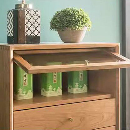 Modern Minimalist Trapezoid Pine Wood Multi-Layer Wood Large Capacity Sideboard 4-Drawer For Dining Room