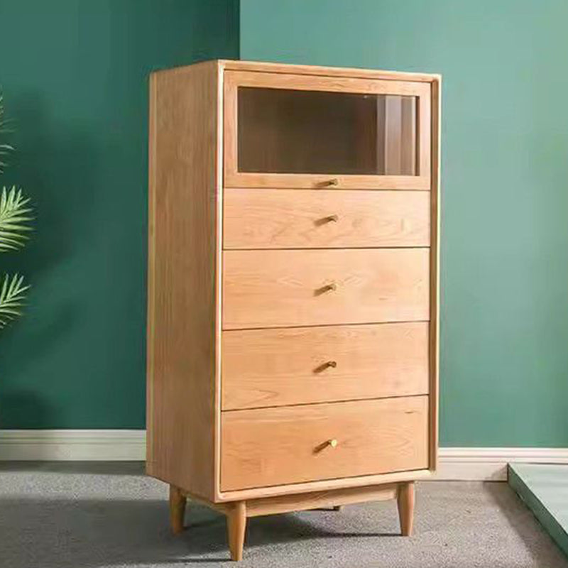 Modern Minimalist Trapezoid Pine Wood Multi-Layer Wood Large Capacity Sideboard 4-Drawer For Dining Room