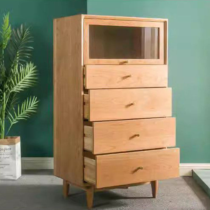 Modern Minimalist Trapezoid Pine Wood Multi-Layer Wood Large Capacity Sideboard 4-Drawer For Dining Room