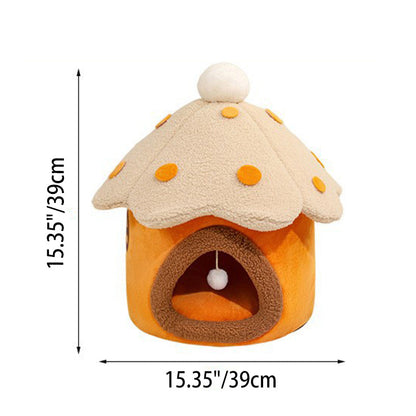 Modern Art Deco Mushroom-Shaped Crystal Soft Fabric PP Cotton Detachable Cat Bed 1-Layer For Living Room & Bedroom