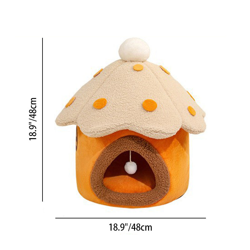 Modern Art Deco Mushroom-Shaped Crystal Soft Fabric PP Cotton Detachable Cat Bed 1-Layer For Living Room & Bedroom