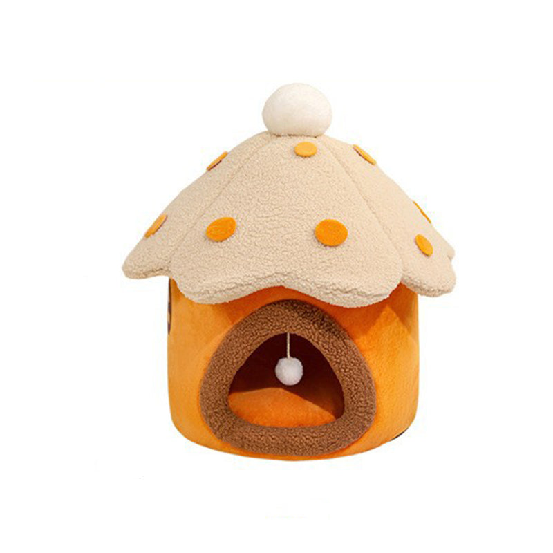 Modern Art Deco Mushroom-Shaped Crystal Soft Fabric PP Cotton Detachable Cat Bed 1-Layer For Living Room & Bedroom