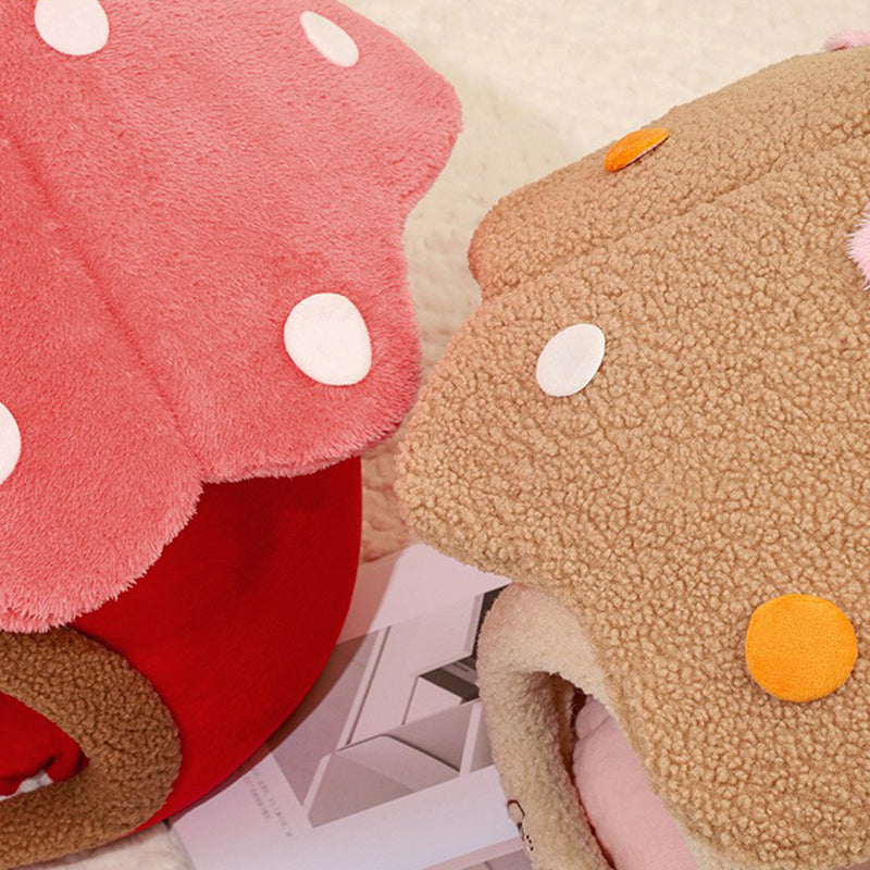 Modern Art Deco Mushroom-Shaped Crystal Soft Fabric PP Cotton Detachable Cat Bed 1-Layer For Living Room & Bedroom