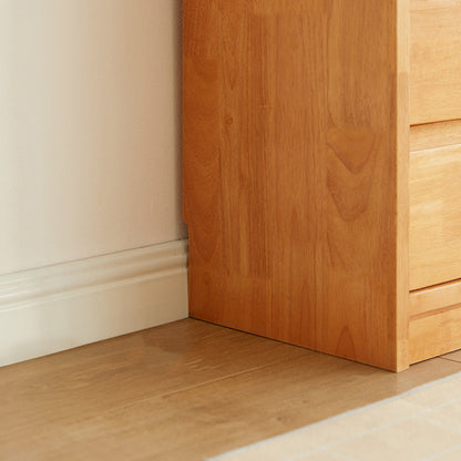 Traditional Rustic Rubberwood Solid Wood Multi-Layer Board Hardware Rectangular Nightstand 2-Drawer For Bedroom