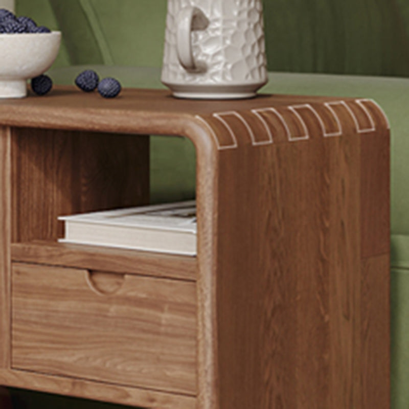 Traditional Vintage Hollowed-Out Rectangular Rubberwood Pine Wood Open Storage Cabinet 2-Drawer For Living Room