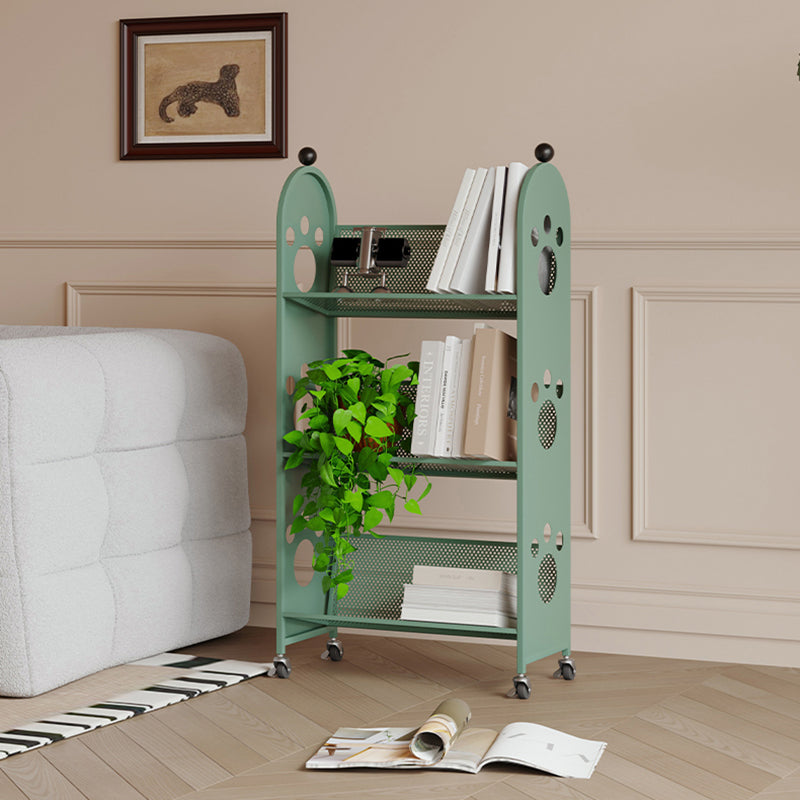 Modern Minimalist Corrosion Resistant Rectangular Iron Movable Rolling Storage Shelf 3-Tier For Study
