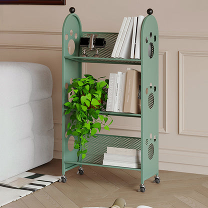 Modern Minimalist Corrosion Resistant Rectangular Iron Movable Rolling Storage Shelf 3-Tier For Study