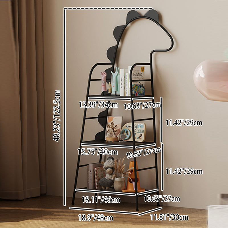 Contemporary Creative Dinosaur-Shaped Iron Kids Floor-Standing Bookshelf 3-Layer For Study
