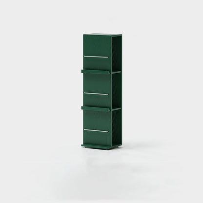 Modern Minimalist Narrow Rectangular Solid Rubberwood Metal Floor-Standing Bookshelf 3-Tier For Study