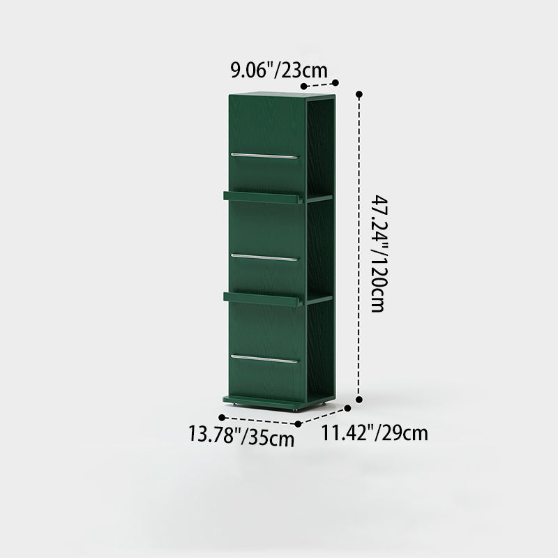 Modern Minimalist Narrow Rectangular Solid Rubberwood Metal Floor-Standing Bookshelf 3-Tier For Study