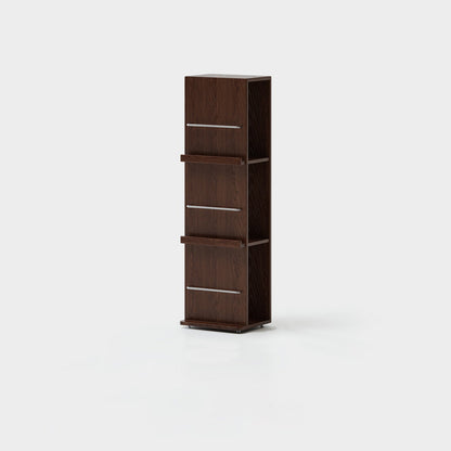 Modern Minimalist Narrow Rectangular Solid Rubberwood Metal Floor-Standing Bookshelf 3-Tier For Study