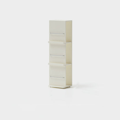 Modern Minimalist Narrow Rectangular Solid Rubberwood Metal Floor-Standing Bookshelf 3-Tier For Study