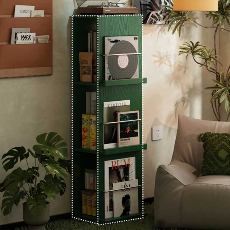 Modern Minimalist Narrow Rectangular Solid Rubberwood Metal Floor-Standing Bookshelf 3-Tier For Study