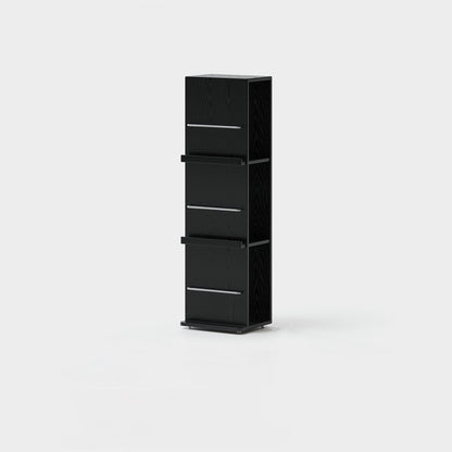 Modern Minimalist Narrow Rectangular Solid Rubberwood Metal Floor-Standing Bookshelf 3-Tier For Study