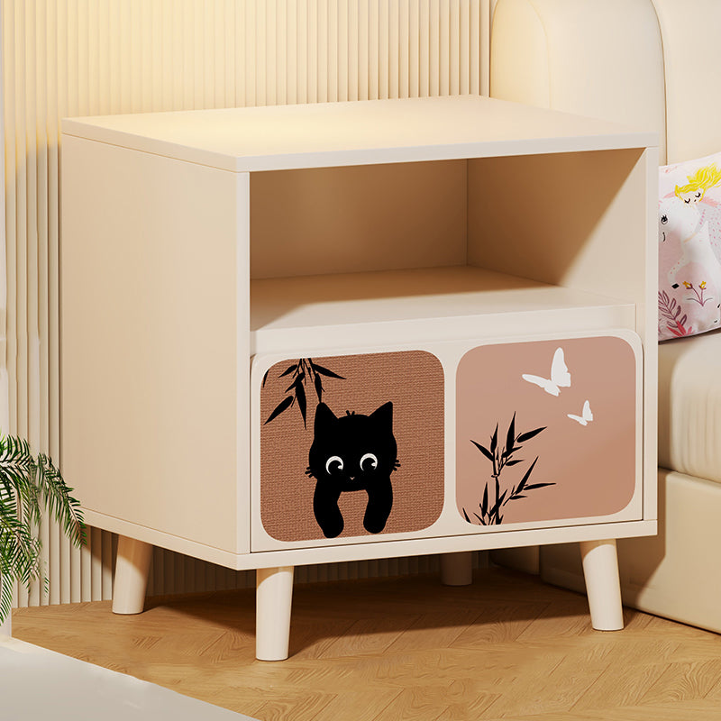 Traditional French Square Eco-Friendly MDF Nightstand 1/2-Drawer For Bedroom