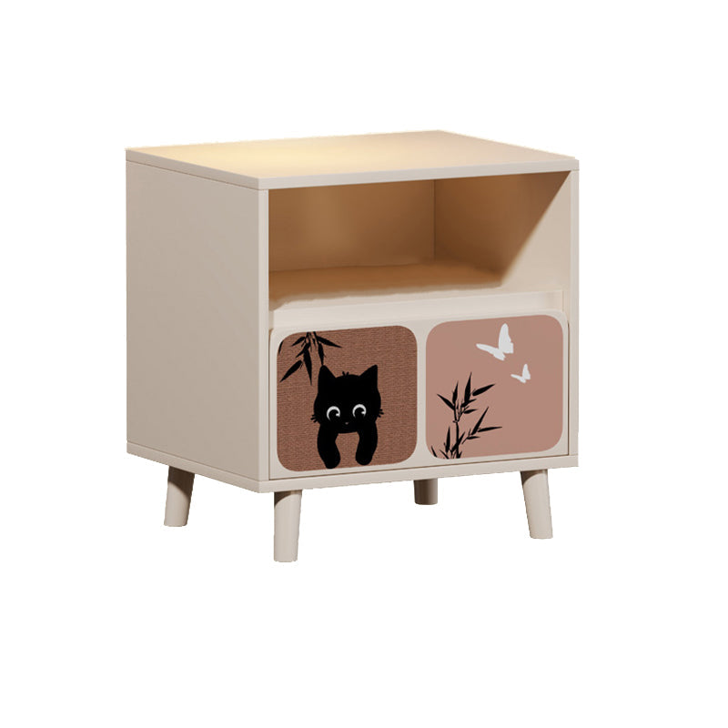 Traditional French Square Eco-Friendly MDF Nightstand 1/2-Drawer For Bedroom