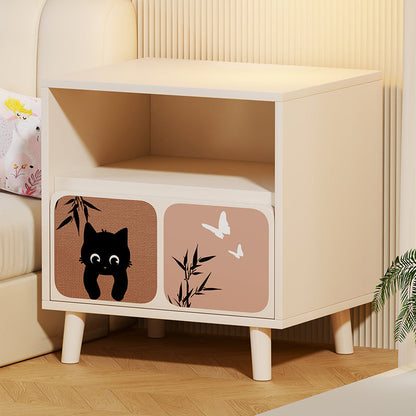 Traditional French Square Eco-Friendly MDF Nightstand 1/2-Drawer For Bedroom