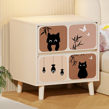 Traditional French Square Eco-Friendly MDF Nightstand 1/2-Drawer For Bedroom