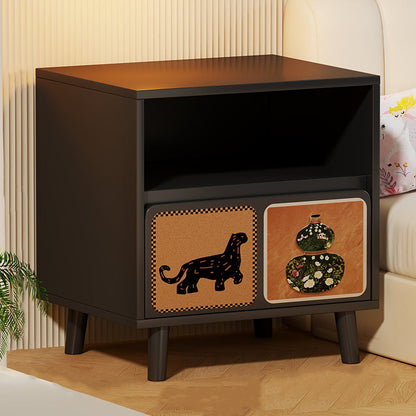 Traditional French Square Eco-Friendly MDF Nightstand 1/2-Drawer For Bedroom