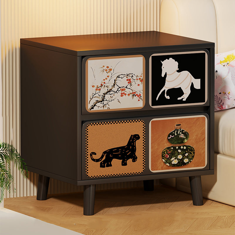 Traditional French Square Eco-Friendly MDF Nightstand 1/2-Drawer For Bedroom