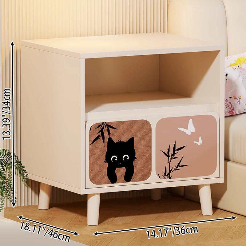 Traditional French Square Eco-Friendly MDF Nightstand 1/2-Drawer For Bedroom