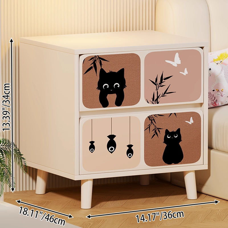 Traditional French Square Eco-Friendly MDF Nightstand 1/2-Drawer For Bedroom
