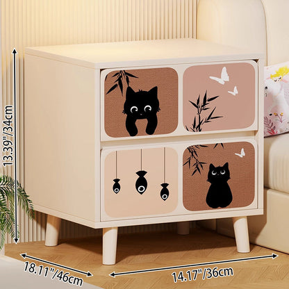 Traditional French Square Eco-Friendly MDF Nightstand 1/2-Drawer For Bedroom