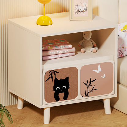 Traditional French Square Eco-Friendly MDF Nightstand 1/2-Drawer For Bedroom