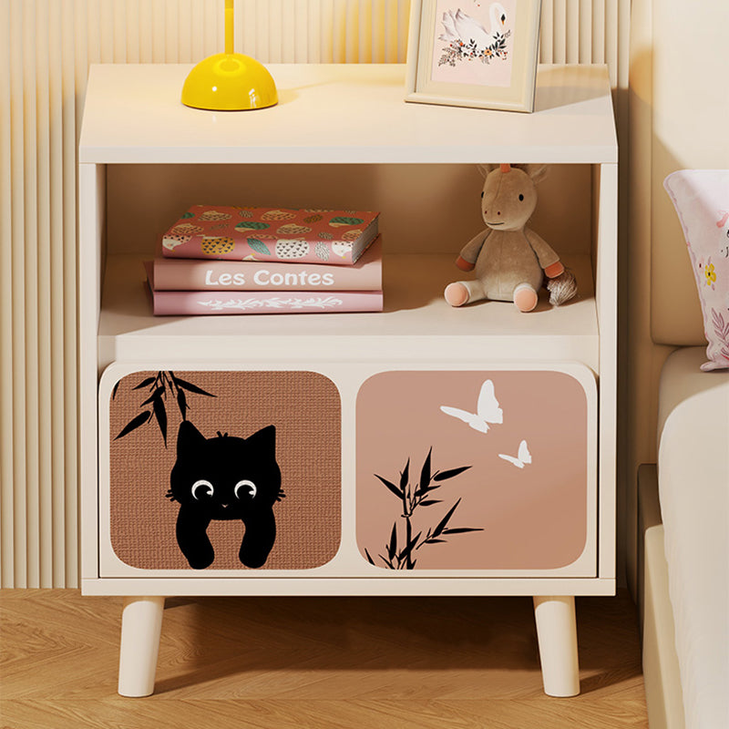 Traditional French Square Eco-Friendly MDF Nightstand 1/2-Drawer For Bedroom