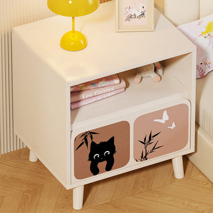 Traditional French Square Eco-Friendly MDF Nightstand 1/2-Drawer For Bedroom