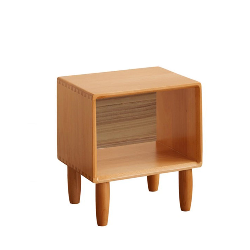 Modern Minimalist Rectangular Beech Wood Paulownia Wood Veneer Nightstand 1-Cabinet For Living Room & Bedroom