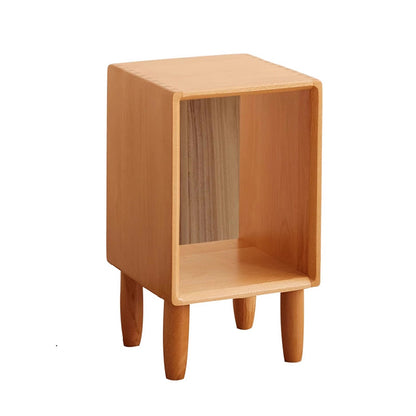 Modern Minimalist Rectangular Beech Wood Paulownia Wood Veneer Nightstand 1-Cabinet For Living Room & Bedroom