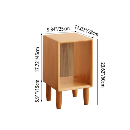 Modern Minimalist Rectangular Beech Wood Paulownia Wood Veneer Nightstand 1-Cabinet For Living Room & Bedroom