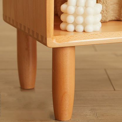 Modern Minimalist Rectangular Beech Wood Paulownia Wood Veneer Nightstand 1-Cabinet For Living Room & Bedroom