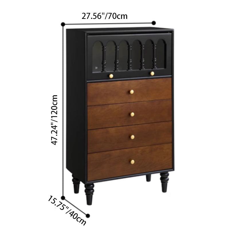 Traditional Vintage Rectangular Ash Wood Pine Wood Eco-Friendly Solid Wood Multi-Layer Board Storage Cabinet 4-Drawer For Living Room & Bedroom