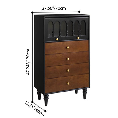 Traditional Vintage Rectangular Ash Wood Pine Wood Eco-Friendly Solid Wood Multi-Layer Board Storage Cabinet 4-Drawer For Living Room & Bedroom