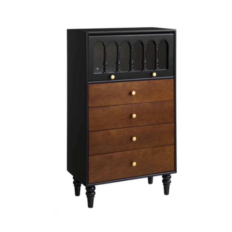 Traditional Vintage Rectangular Ash Wood Pine Wood Eco-Friendly Solid Wood Multi-Layer Board Storage Cabinet 4-Drawer For Living Room & Bedroom