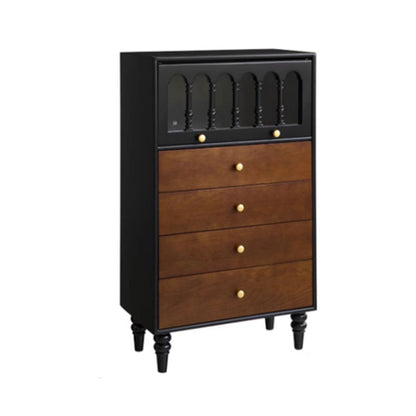 Traditional Vintage Rectangular Ash Wood Pine Wood Eco-Friendly Solid Wood Multi-Layer Board Storage Cabinet 4-Drawer For Living Room & Bedroom