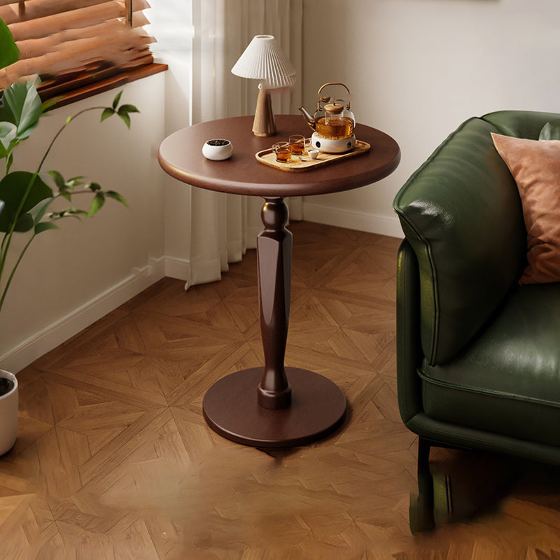 Traditional Vintage Rubberwood Round Coffee Table 1-Tier For Living Room