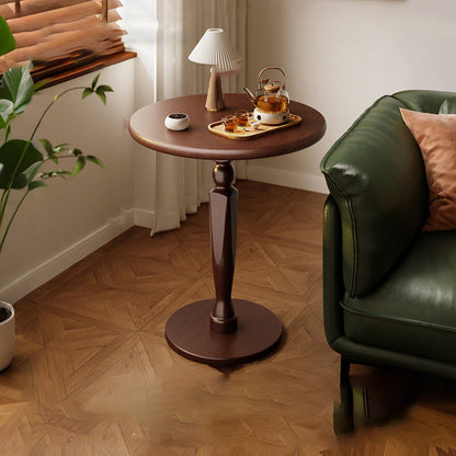Traditional Vintage Rubberwood Round Coffee Table 1-Tier For Living Room