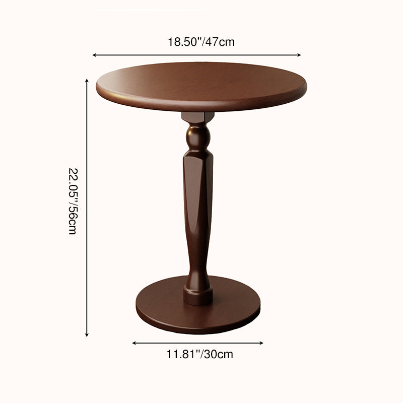 Traditional Vintage Rubberwood Round Coffee Table 1-Tier For Living Room