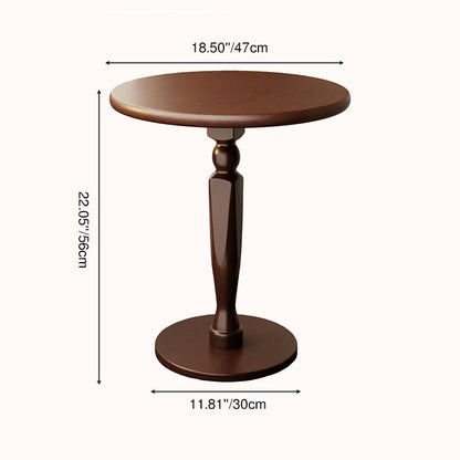 Traditional Vintage Rubberwood Round Coffee Table 1-Tier For Living Room